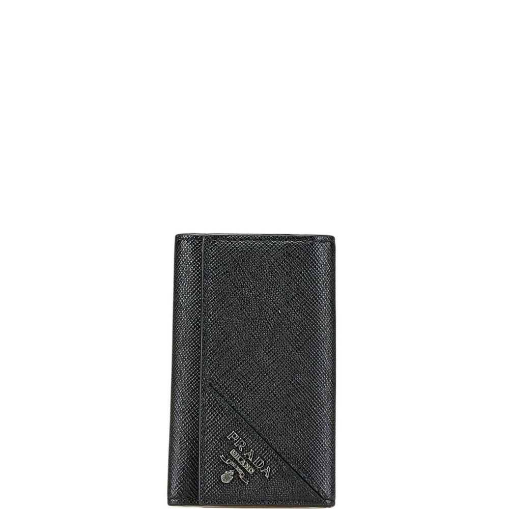 Prada Saffiano Key Case Wallet Black Leather